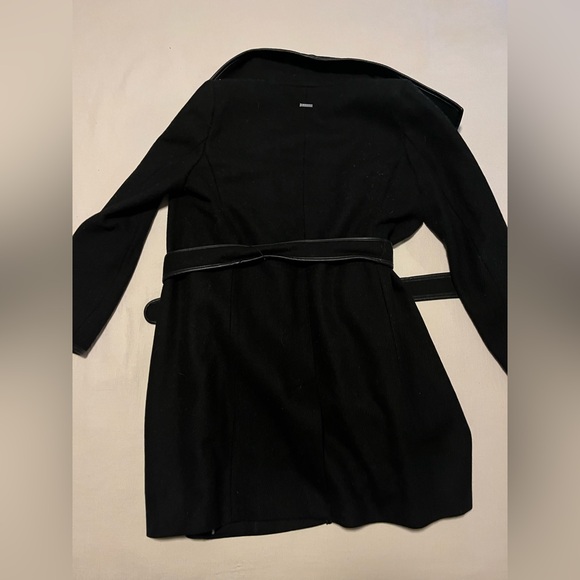 Black wool DKNY wrap coat. Size Medium. - Picture 2 of 3